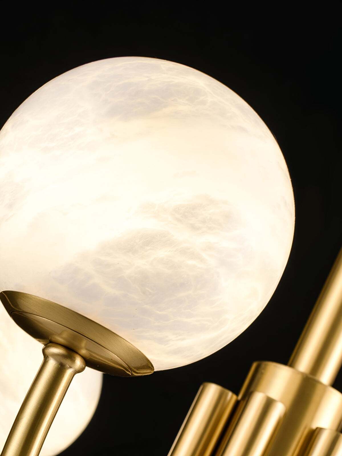 Gold Alabaster Round Chandelier