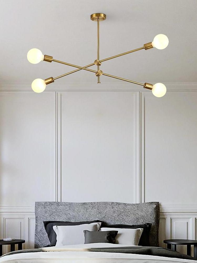 Nordic Style Sputnik Chandelier Copper Island Bedroom Ceiling Lights 4 ...
