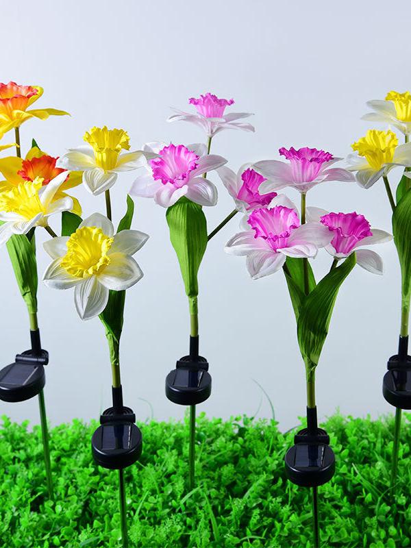 Luci Solari Da Giardino A Forma Di Narciso – Fiori LED Colorati Con Pannello Efficiente, Decorazione Da Esterno Per Cortile E Regalo Mamma