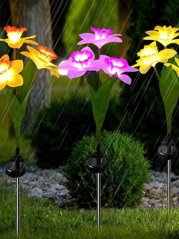 Luci Solari Da Giardino A Forma Di Narciso – Fiori LED Colorati Con Pannello Efficiente, Decorazione Da Esterno Per Cortile E Regalo Mamma